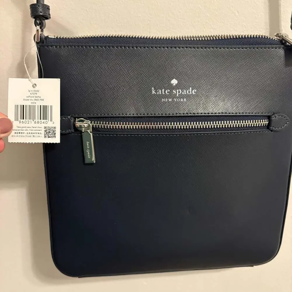 New Kate Spade Sadie Large Crossbody Navy Saffiano Leather Handbag
